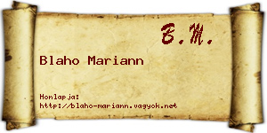 Blaho Mariann névjegykártya