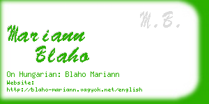 mariann blaho business card